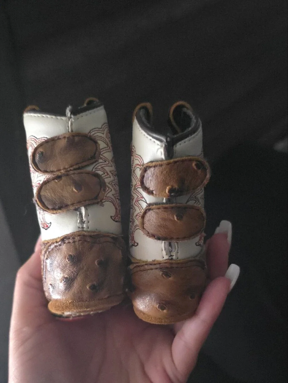 Old West Kids Brown and Cream Western Booties